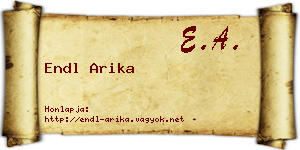 Endl Arika névjegykártya